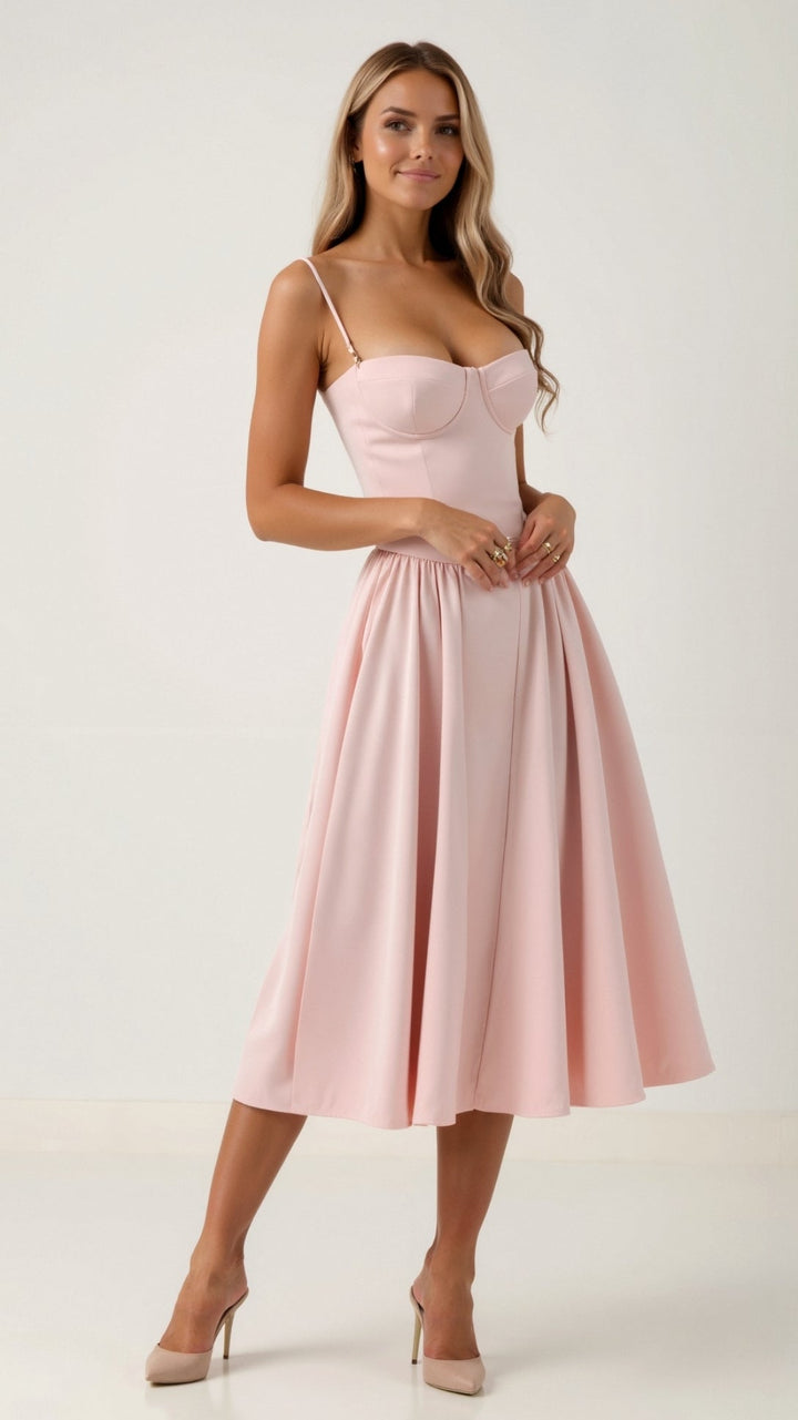 Odete - Vestido midi con corpete estructurado
