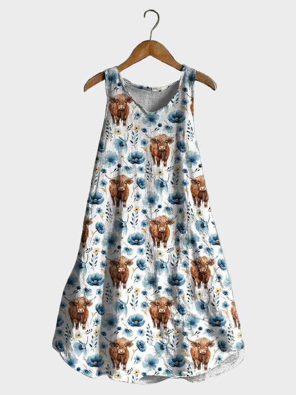 Vestido con Estampado de Vacas