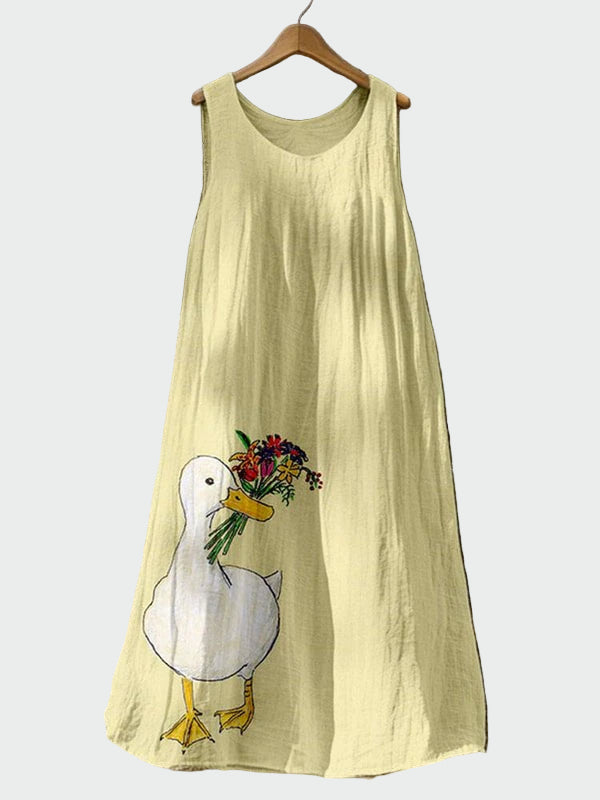 Vestido con Estampado de Pato