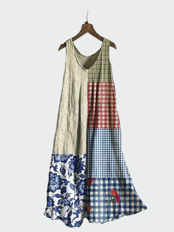 Vestido con Estampado de Cuadros