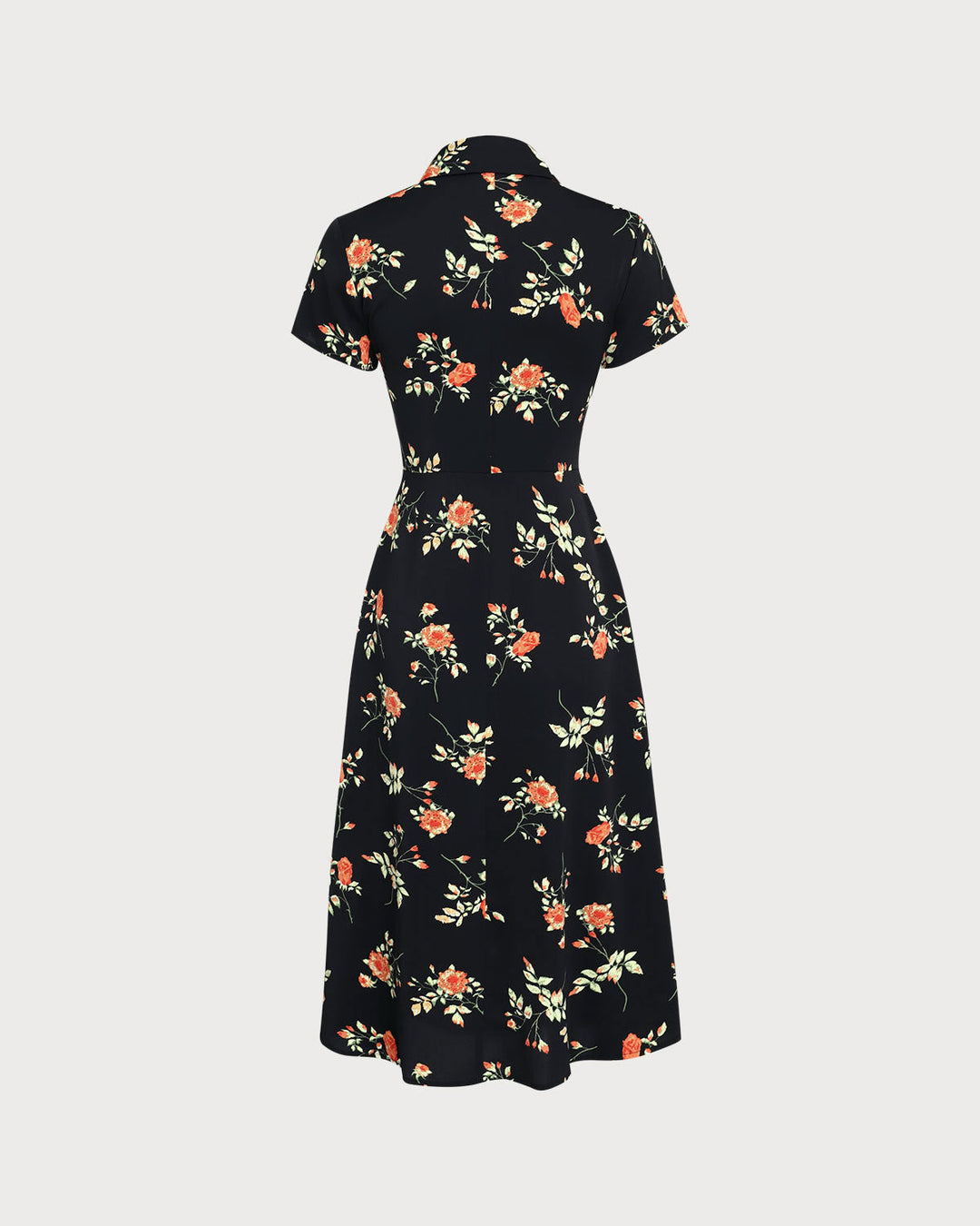Glória - Vestido Midi Negro Floral