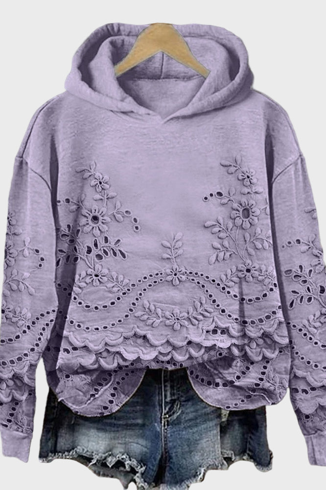Sudadera con Capucha de Encaje