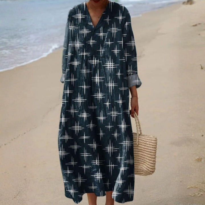 Nádia - Vestido Bohemio con Estampado de Estrellas
