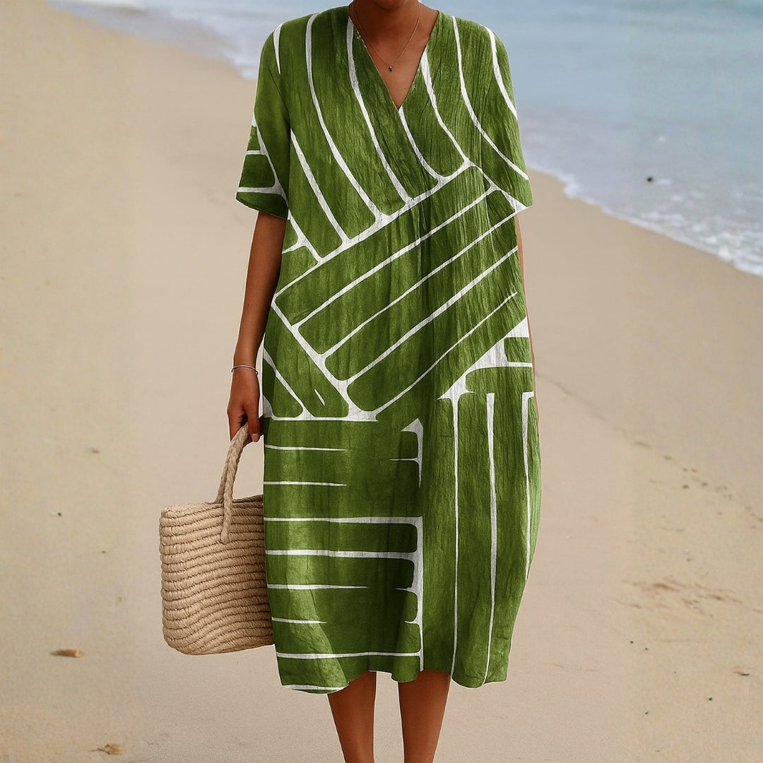 Eira - Vestido Verde con Patrón Geométrico