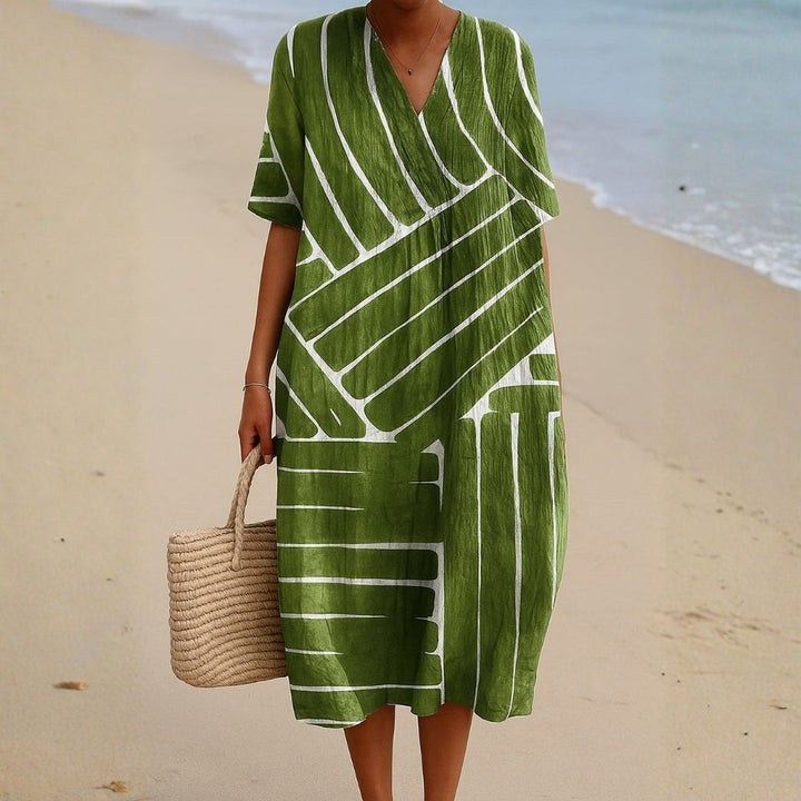 Eira - Vestido Verde con Patrón Geométrico