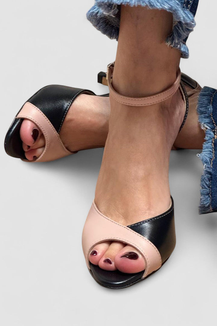 Noirella - Zapatos de tacón medio con tira en el tobillo