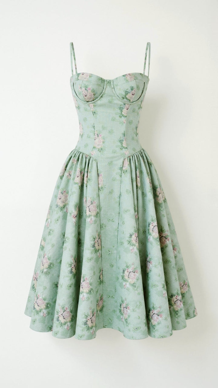 Odete - Vestido midi con corpete estructurado