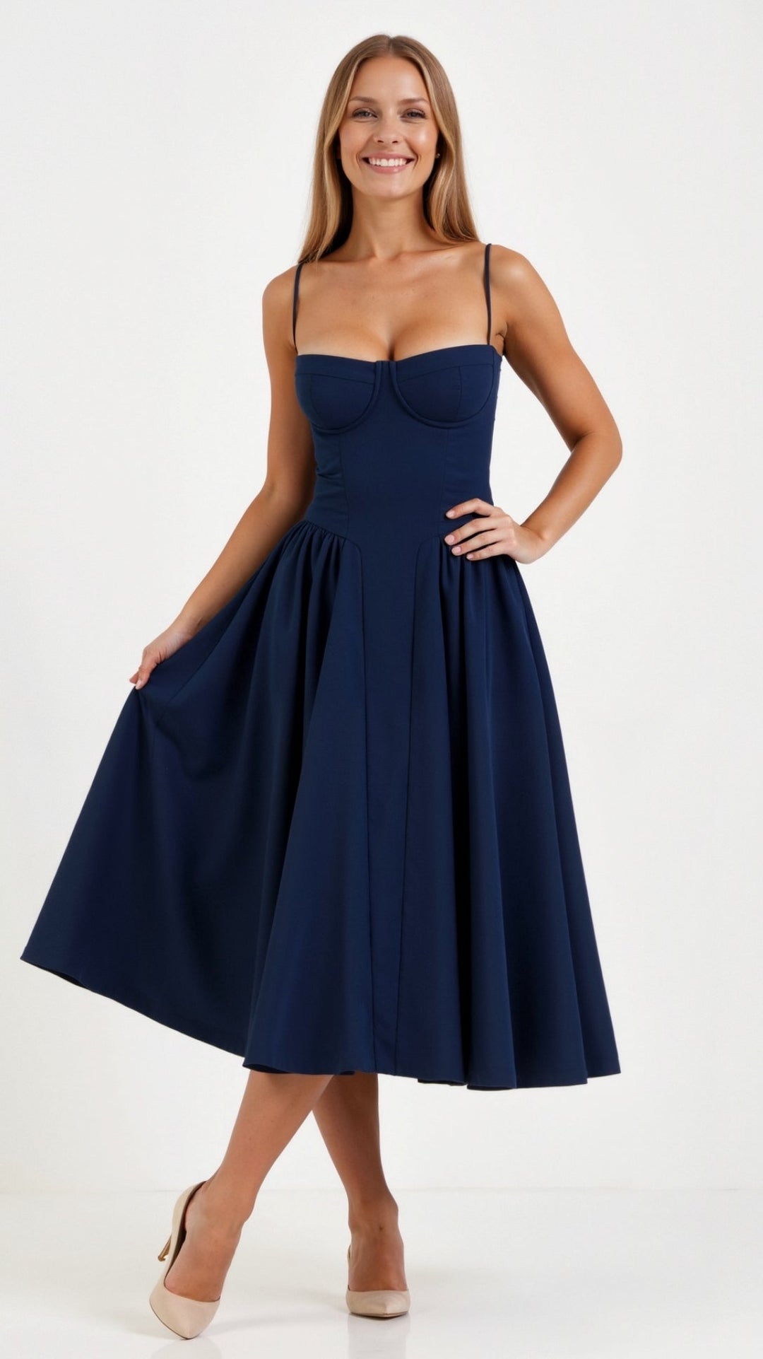 Odete - Vestido midi con corpete estructurado