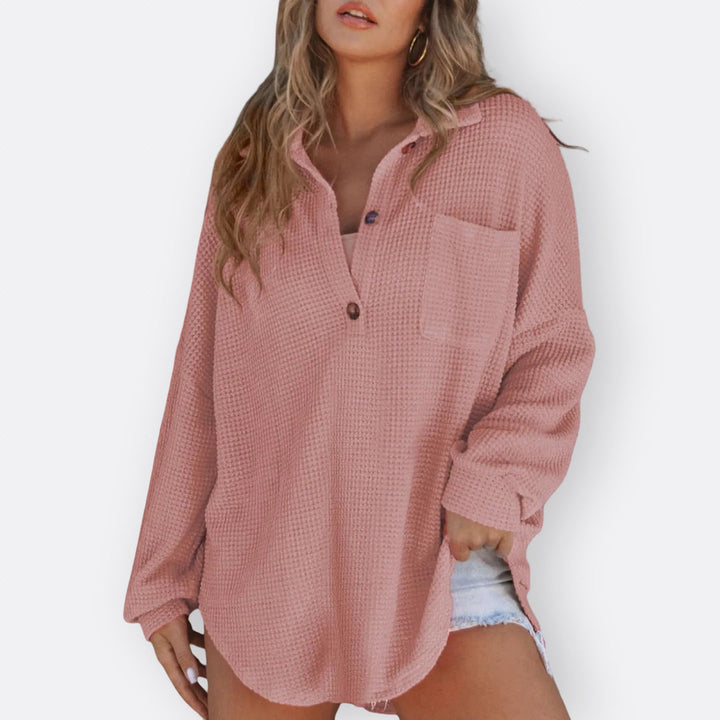Inês - Blusa Túnica Ligera Escote en V con Botones