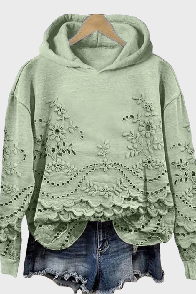 Sudadera con Capucha de Encaje