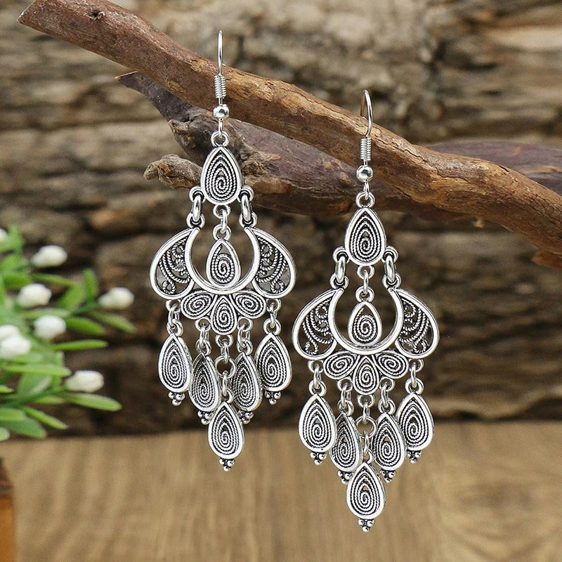 Pendientes de Plata Antiguos con Colgante