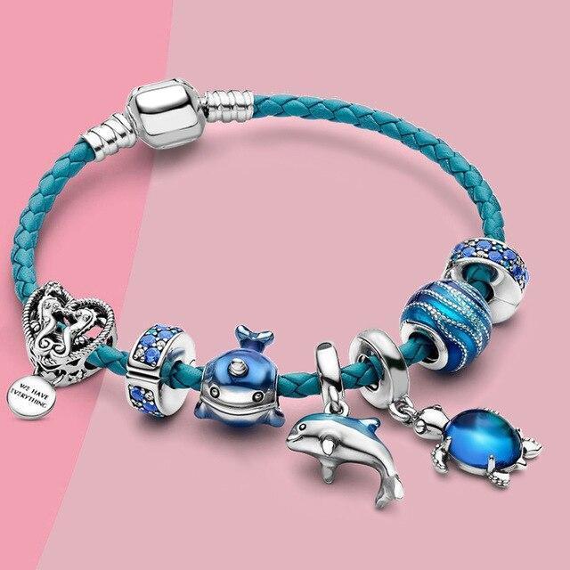 Pulsera Océano + colgantes de cuero y plata incluidos
