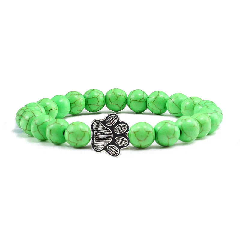 Pulsera con Perlas en Forma de Huella – Diseño de Piedra Natural