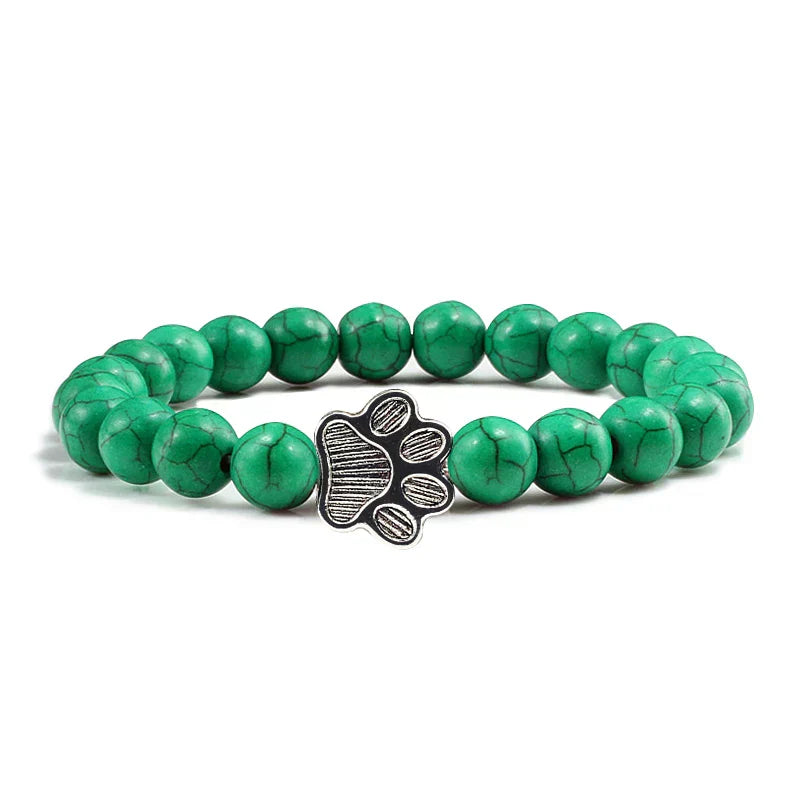 Pulsera con Perlas en Forma de Huella – Diseño de Piedra Natural