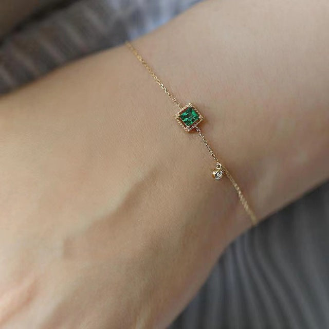 Pulsera en Oro con Cristal Verde
