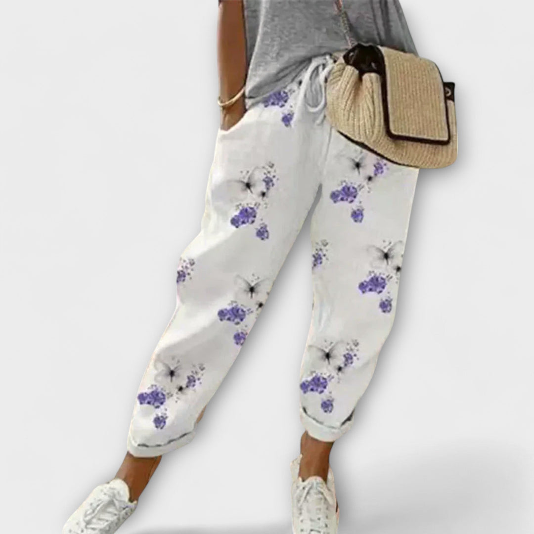Burga - Pantalones cómodos de algodón y lino
