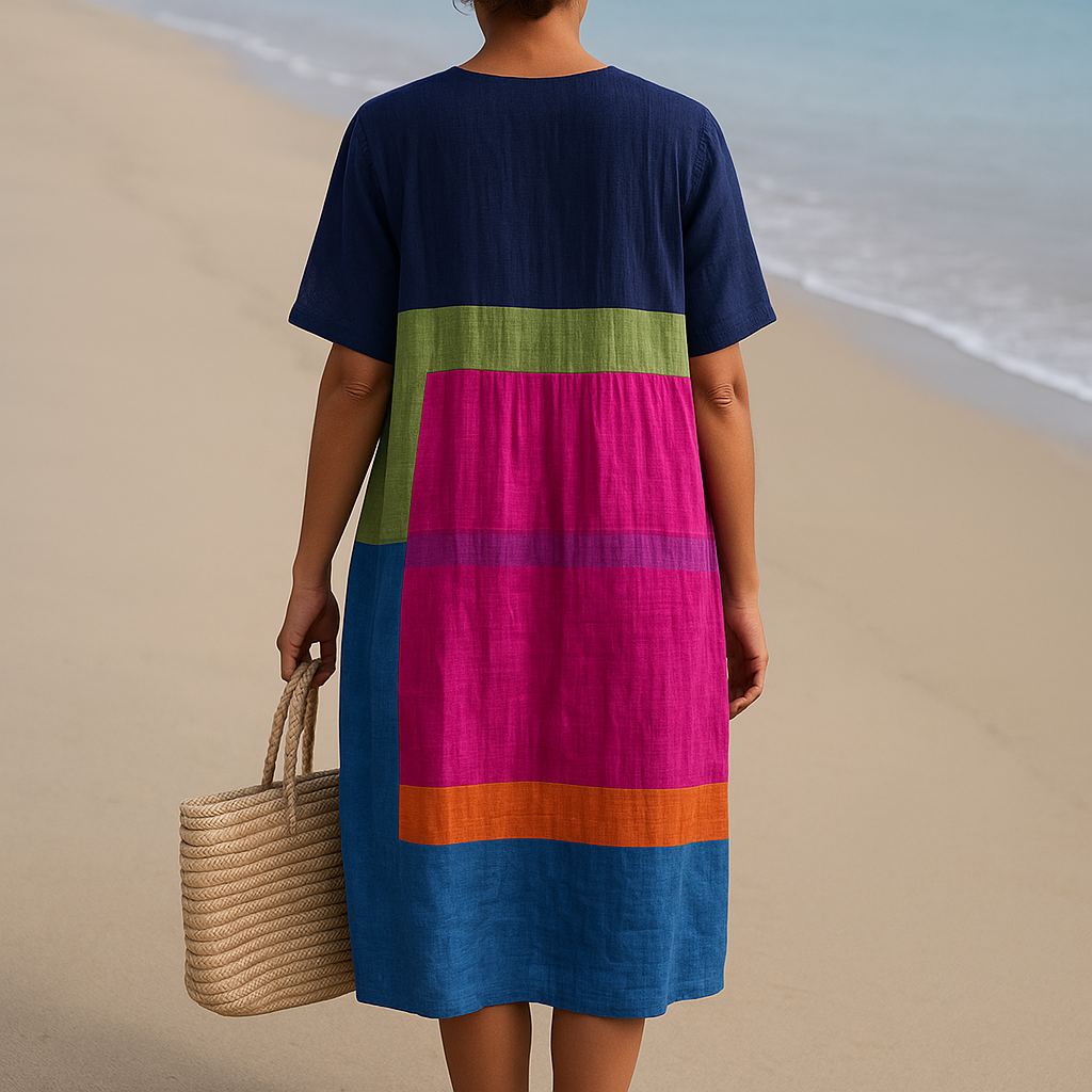 Isadora - Vestido de Bloques de Colores Vibrantes