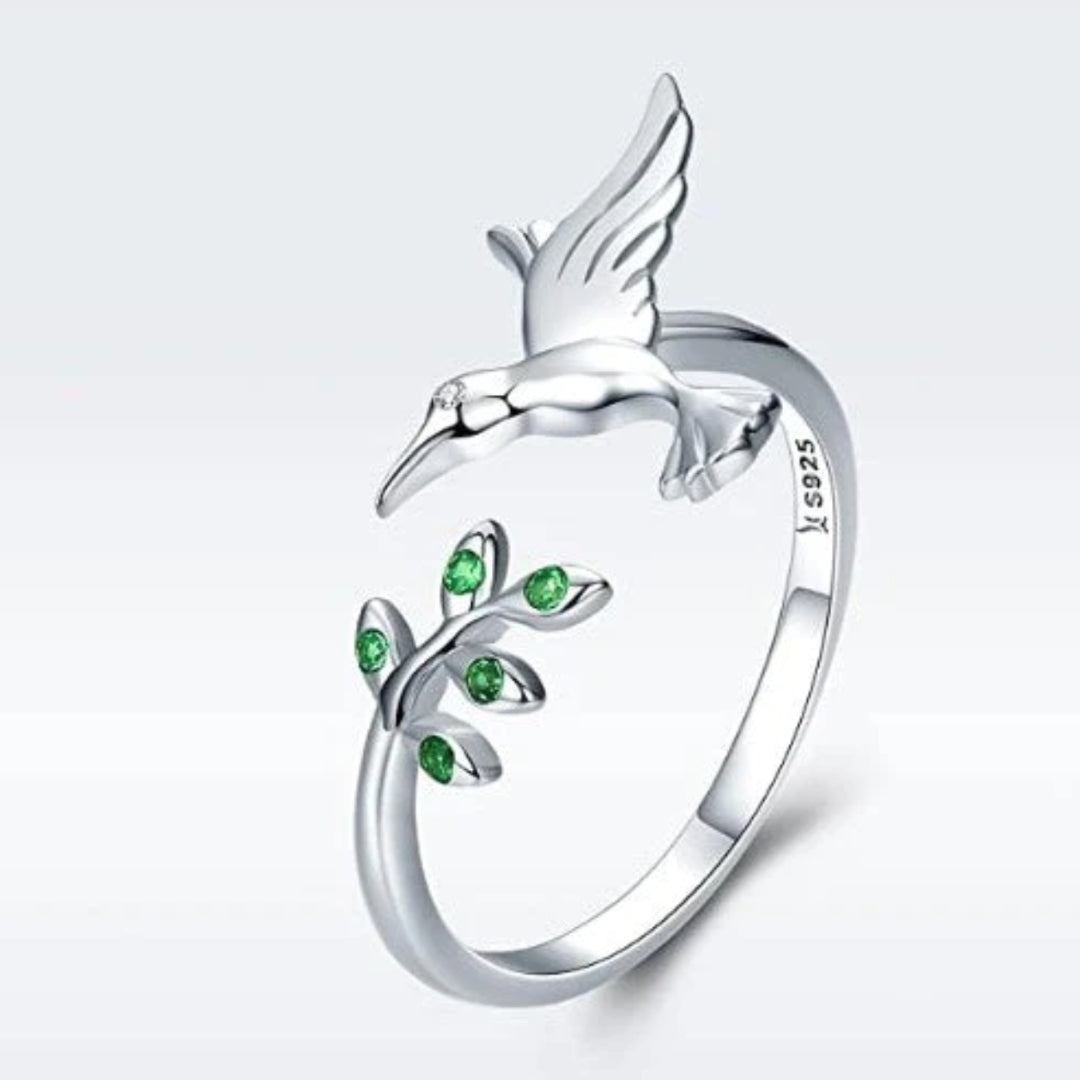Anillo Camaleón con zirconitas verdes en plata