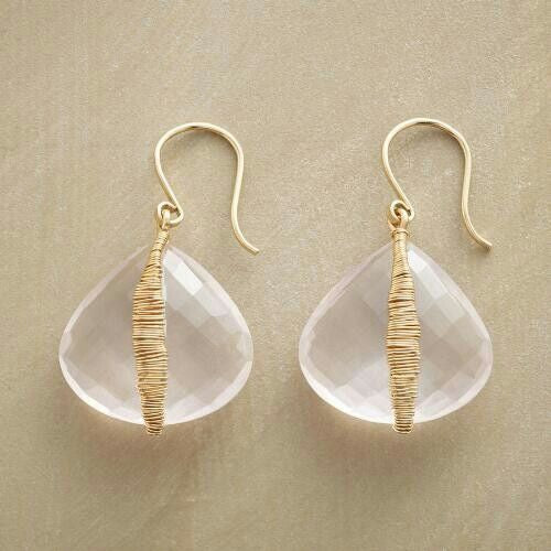 Pendientes Hechos a Mano en Oro con Cristal Blanco