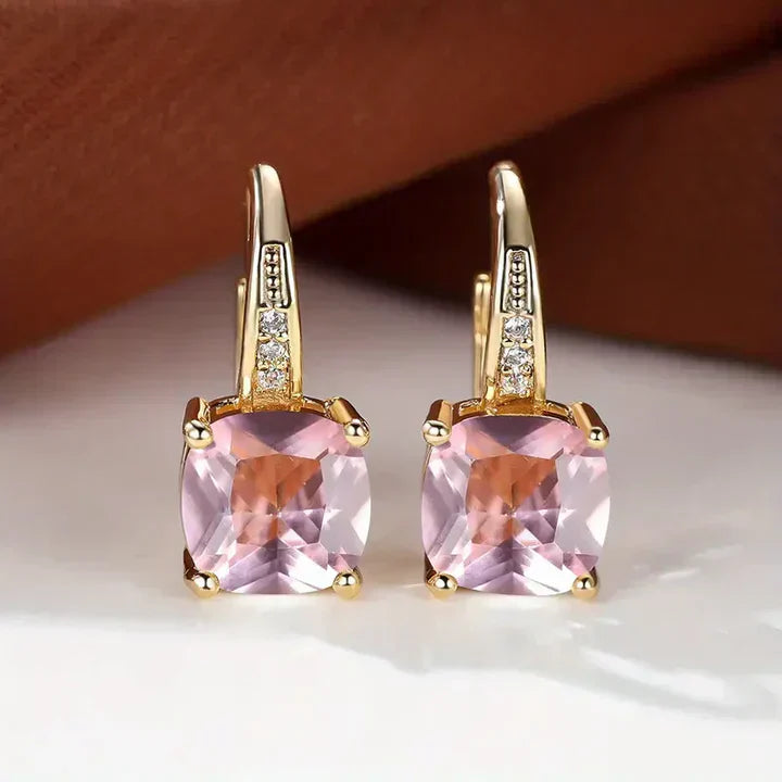Pendientes Hoop Dorados con Piedras Misteriosas
