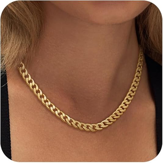 Collar Cubano con Cadenas Gruesas en Dorado