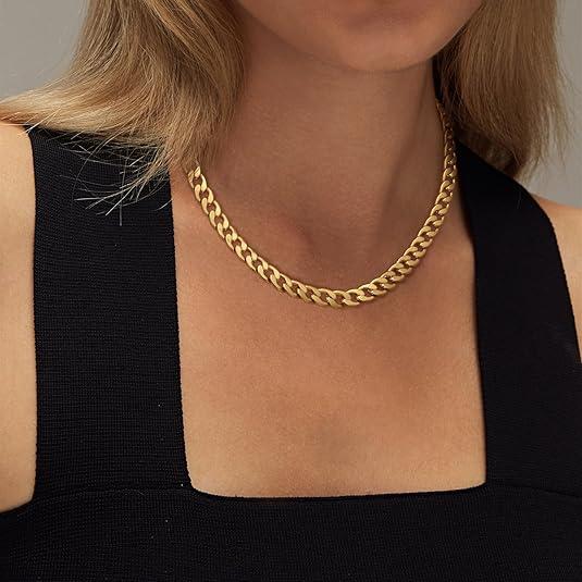 Collar Cubano con Cadenas Gruesas en Dorado