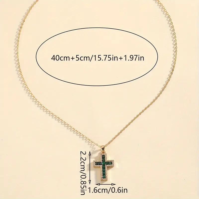 Collar de oro con cruz de esmeralda