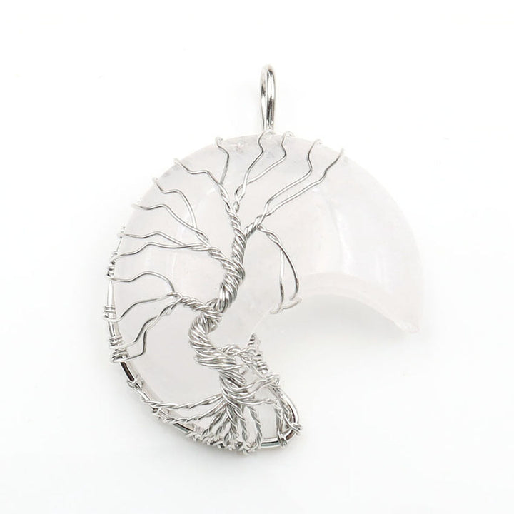 Collar con Colgante Árbol de la Vida de Luna de Cristal Accesorio