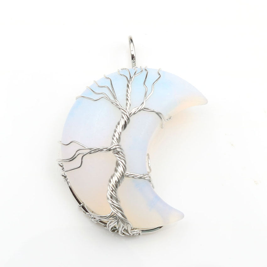 Collar con Colgante Árbol de la Vida de Luna de Cristal Accesorio