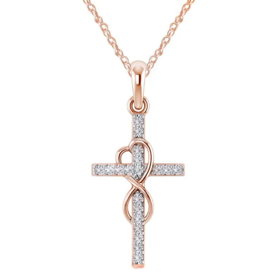 Collar con colgante en forma de cruz de acero inoxidable