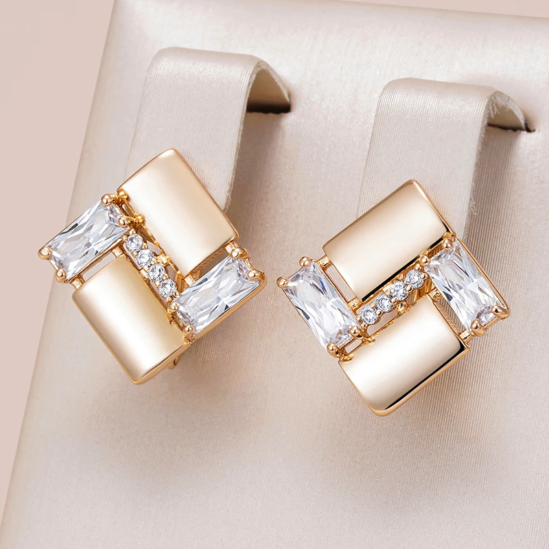Pendientes Geométricos Elegantes con Circonio en Oro