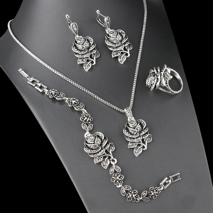 Conjunto Elegante en Plata con Circonitas