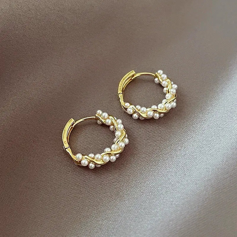 Pendientes Colgantes de Perla Redonda