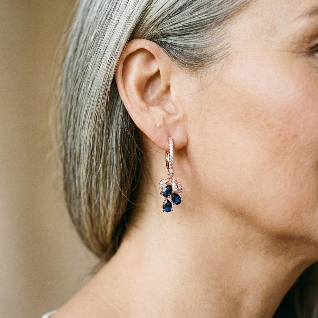 Pendientes Colgantes con Cristales Azules