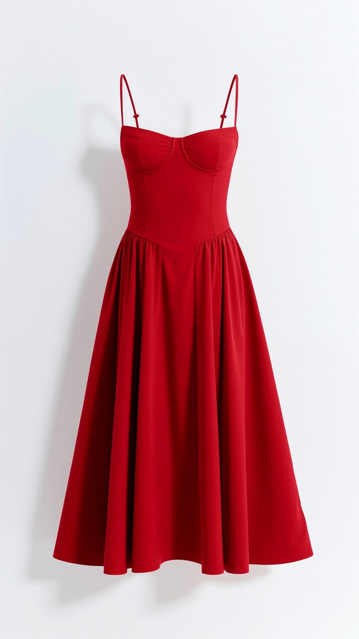 Odete - Vestido midi con corpete estructurado