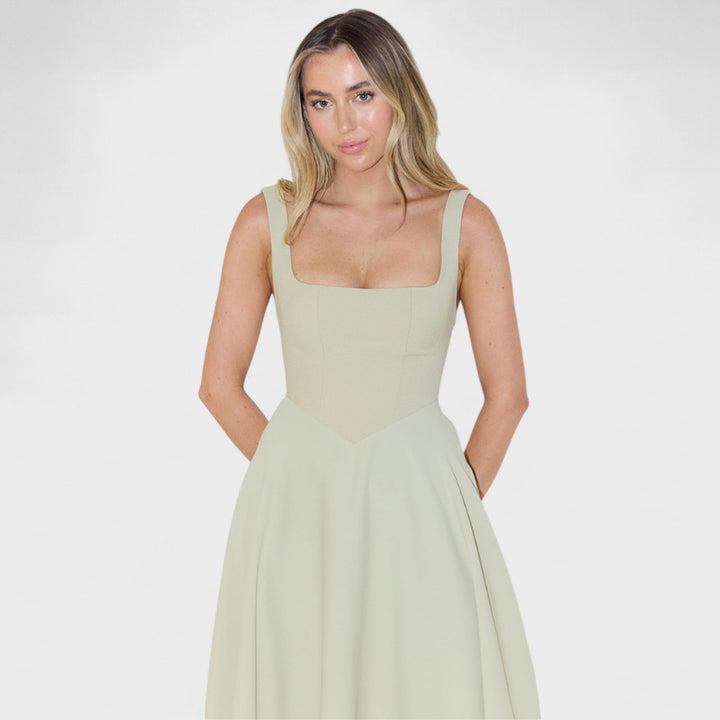 Maribel - Vestido Midi escote cuadrado