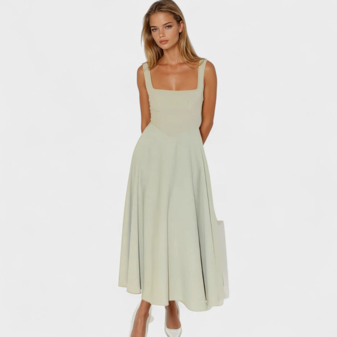 Maribel - Vestido Midi escote cuadrado