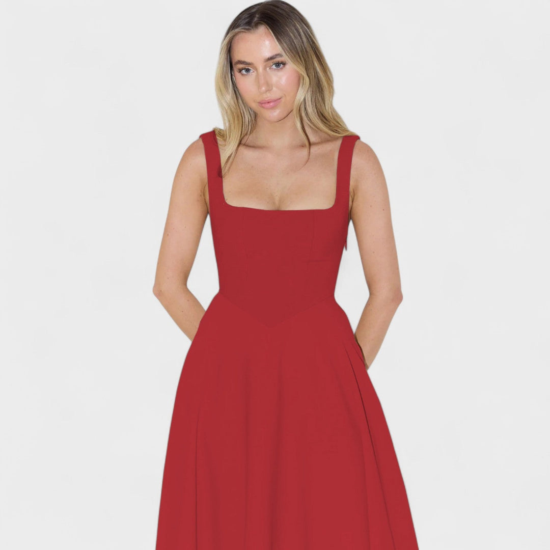 Maribel - Vestido Midi escote cuadrado
