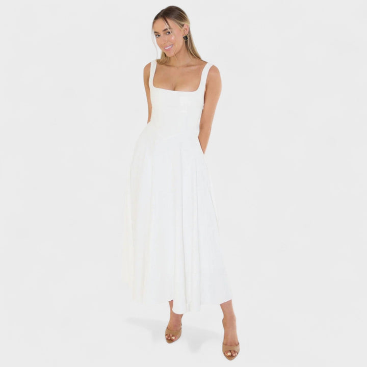 Maribel - Vestido Midi escote cuadrado
