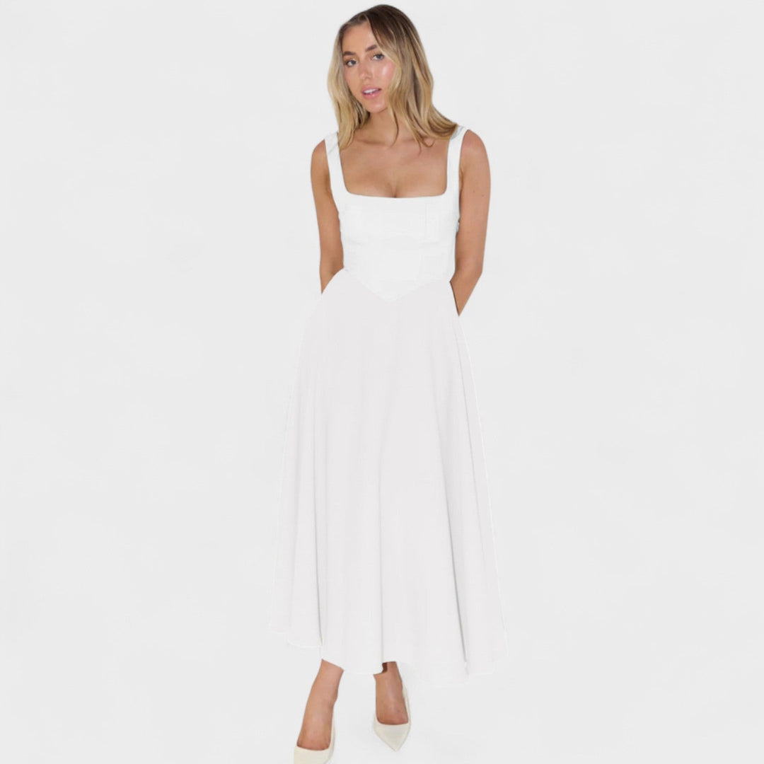 Maribel - Vestido Midi escote cuadrado