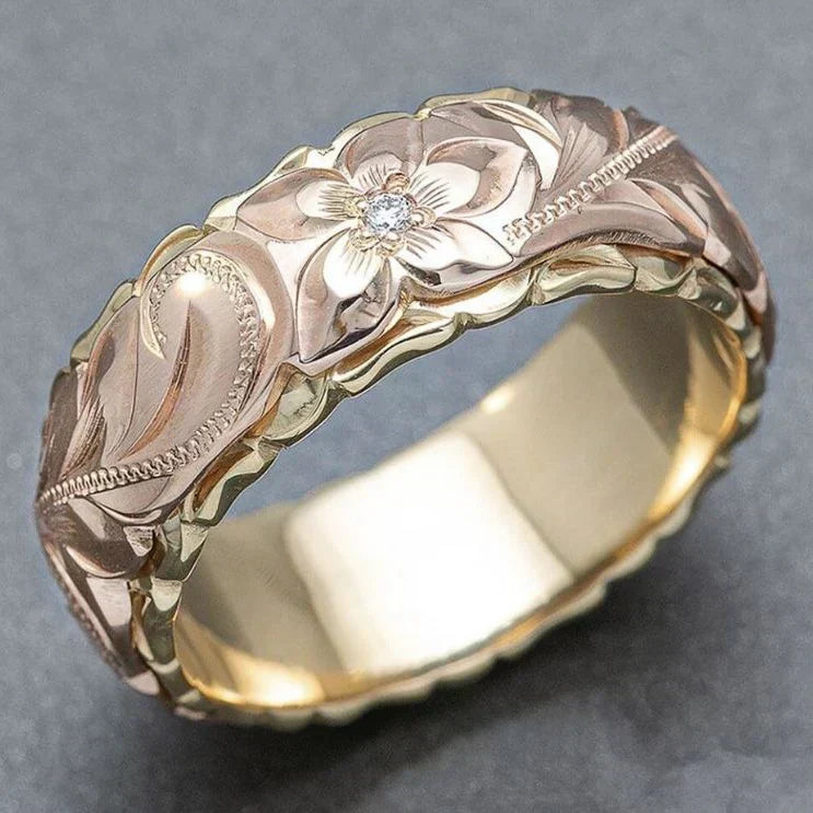 Anillo Retro con Flor Rosa