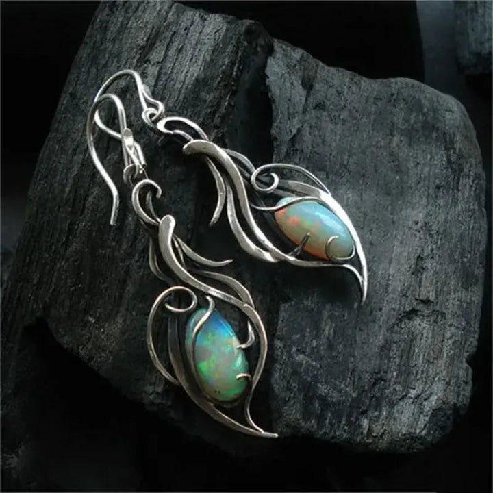 Pulseras retro de plata con ópalo azul