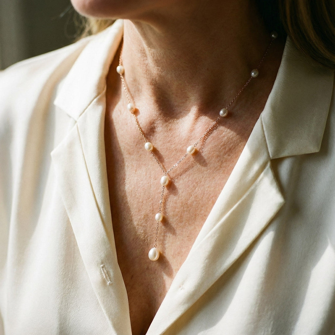 Collar retro con perla colgante