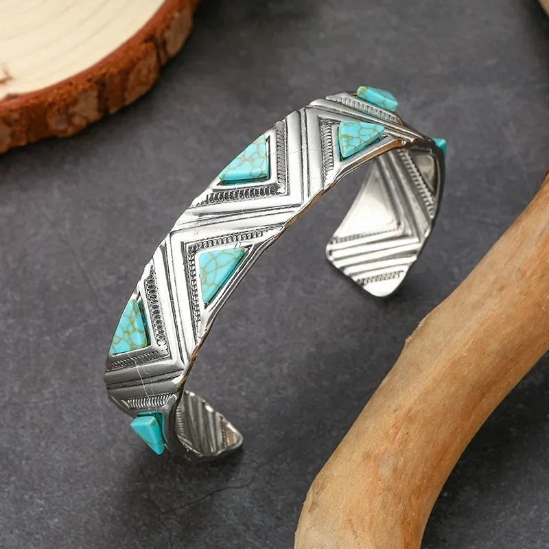 Pulsera tribal bohemia retro con turquesa