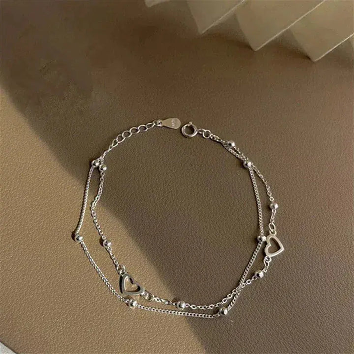 Pulsera de Plata Ajustable con Corazón