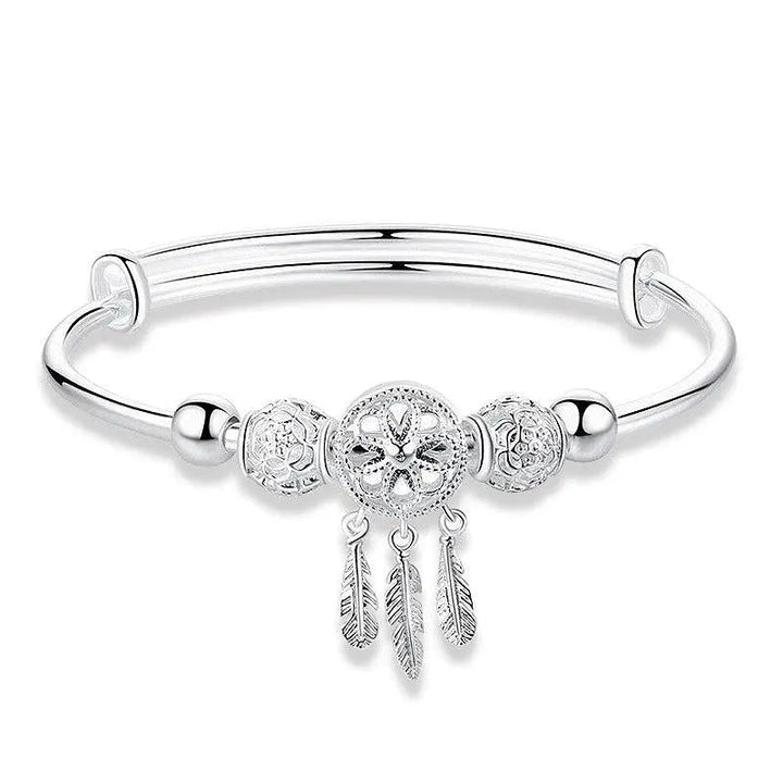 Pulsera Ajustable de Atrapa Sueños en Plata