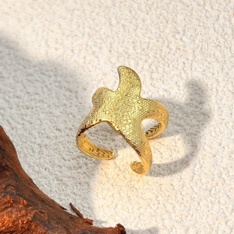 Anillo retro ajustable de oro "Estrella de Mar"