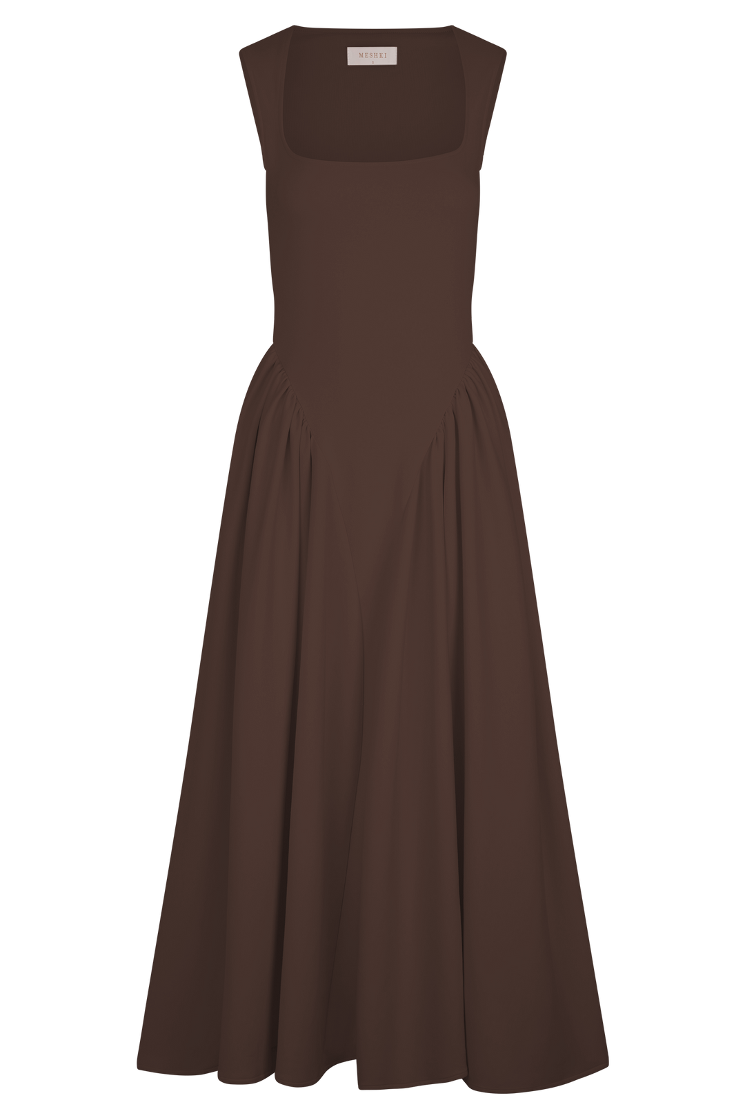 Sara - Vestido midi de punto marrón