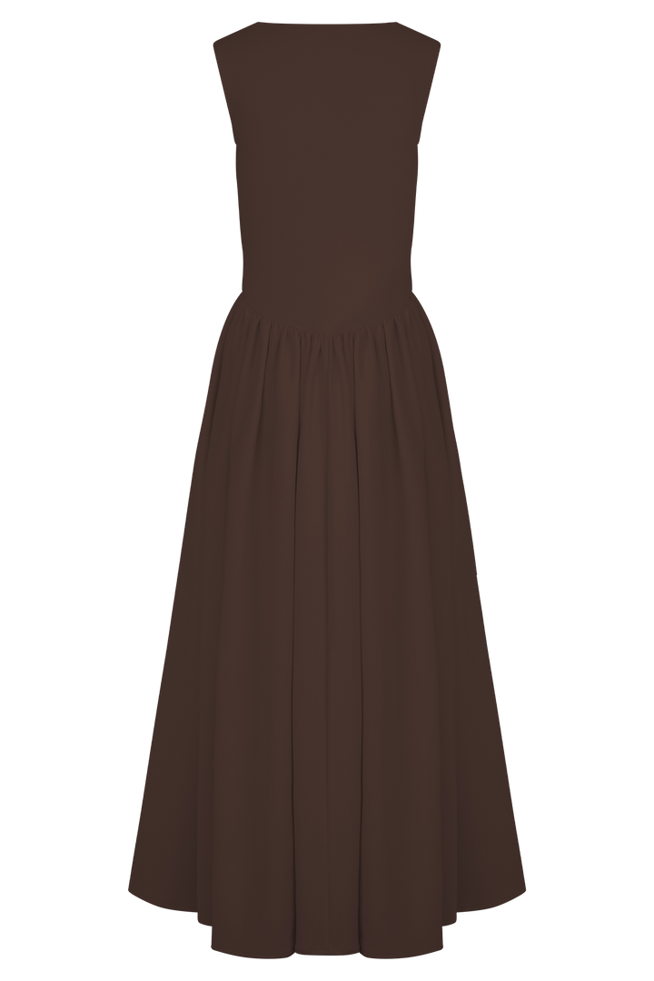 Sara - Vestido midi de punto marrón