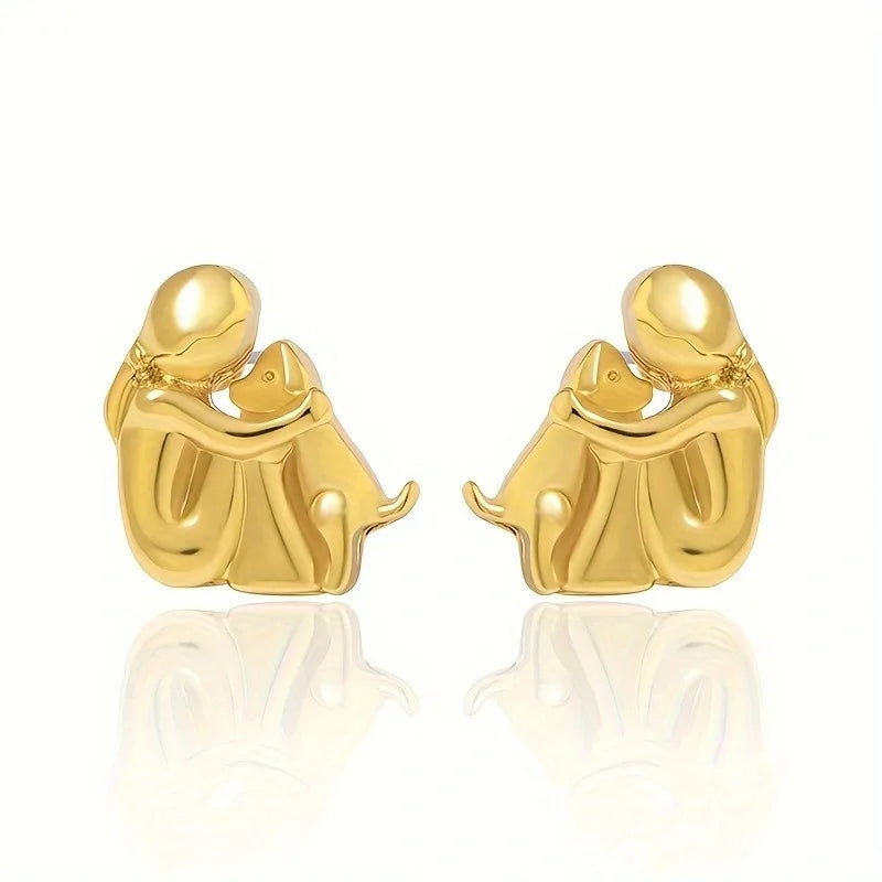 Pendientes de Abrazo en Dos Tonos, Plateado y Dorado
